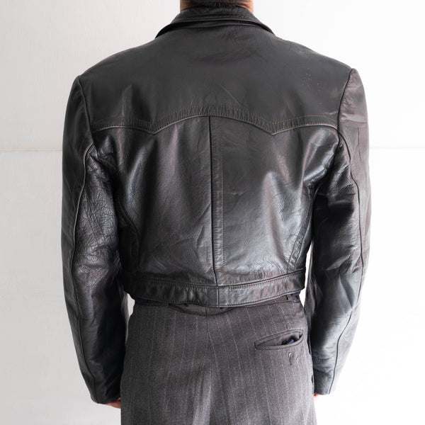 1970-80s Germany motor cycle leather short jacket 'silver button'