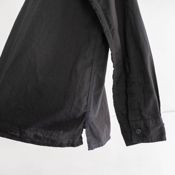around 1970s France work shirt 'dead stock' -black dyed-