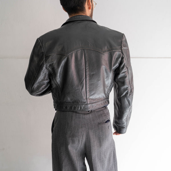 1970-80s Germany motor cycle leather short jacket 'silver button'