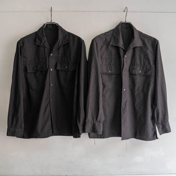 around 1970s France work shirt 'dead stock' -black dyed-
