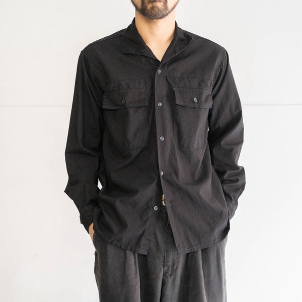 around 1970s France work shirt 'dead stock' -black dyed-
