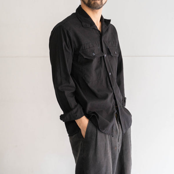 around 1970s France work shirt 'dead stock' -black dyed-