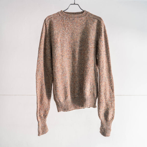 1990s brown based multi color circle neck wool knit