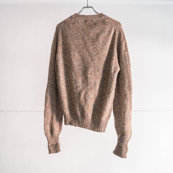 1990s brown based multi color circle neck wool knit