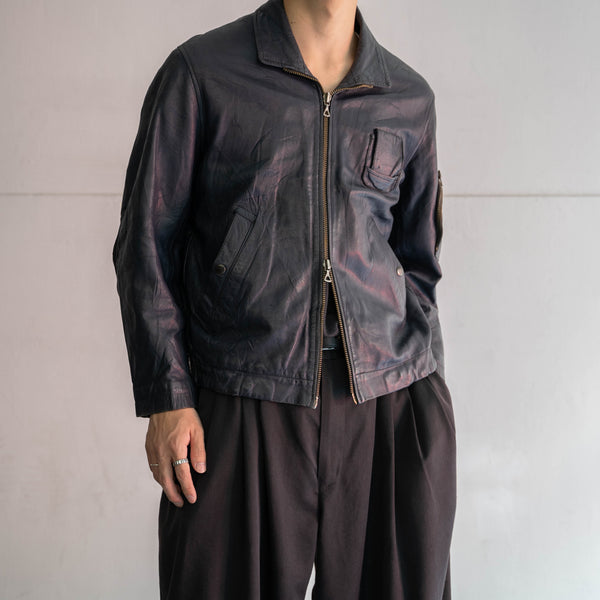 1970-90s French military pilot leather jacket -government supply-