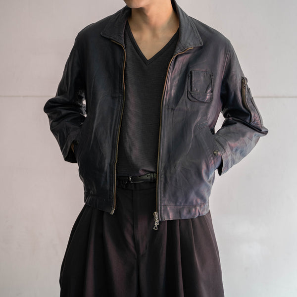 1970-90s French military pilot leather jacket -government supply-