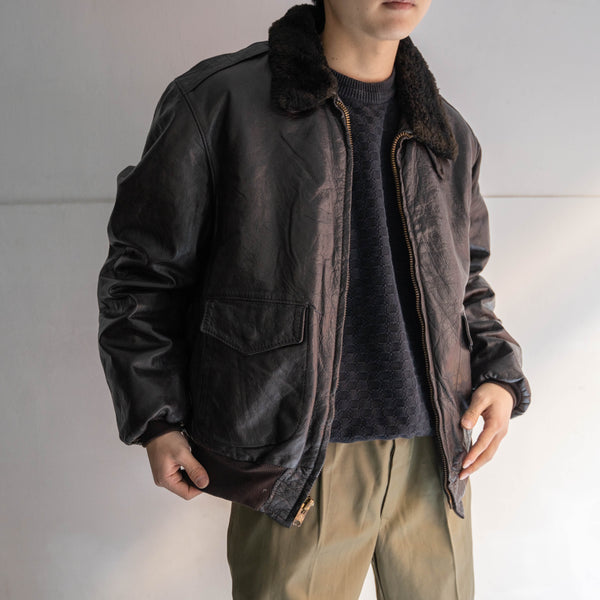1970s L.L.Bean brown G-1 leather flight jacket