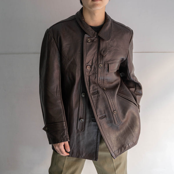 1960-70s France brown corbusier leather jacket