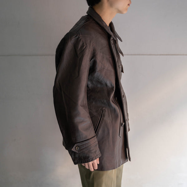 1960-70s France brown corbusier leather jacket