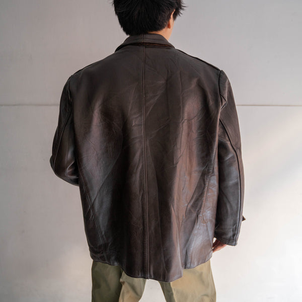 1960-70s France brown corbusier leather jacket