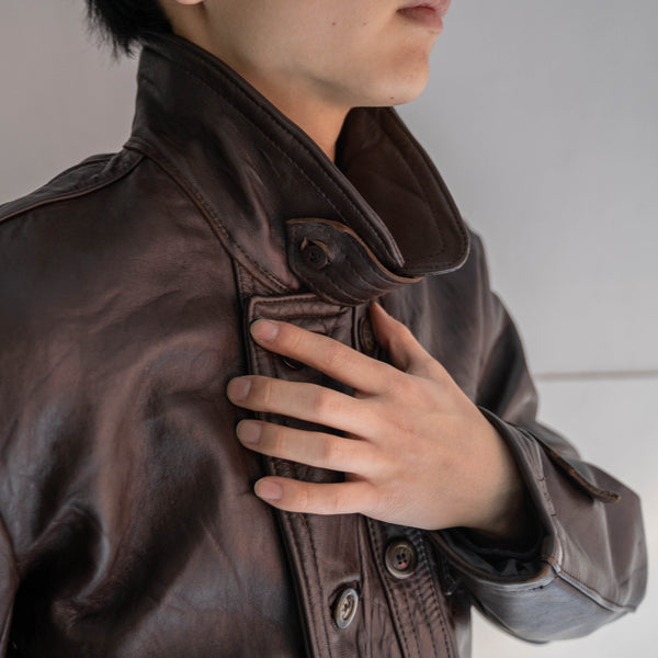 1960-70s France brown corbusier leather jacket