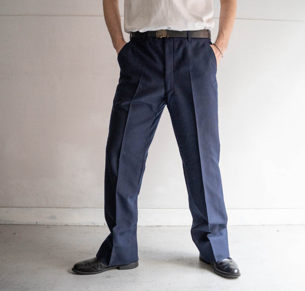 around 1980s Japan vintage navy color wool slacks -mohair blend fabric-