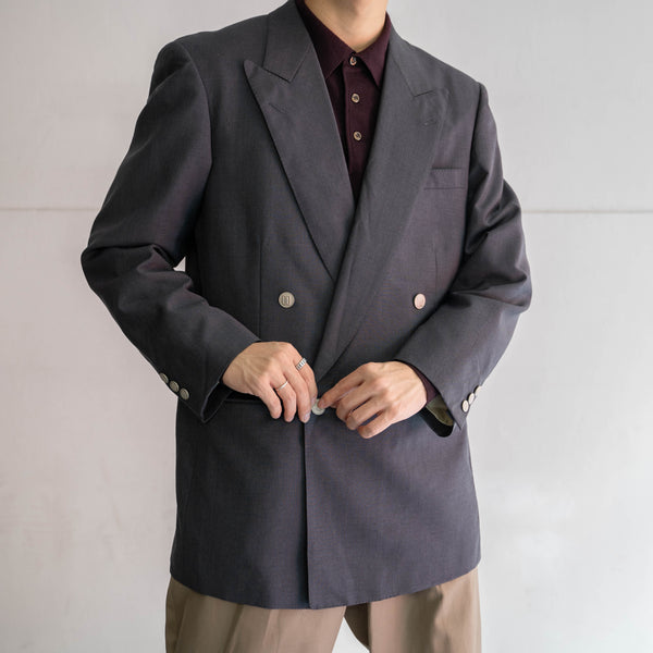 1990s Japan vintage gray blue double breasted tailored jacket