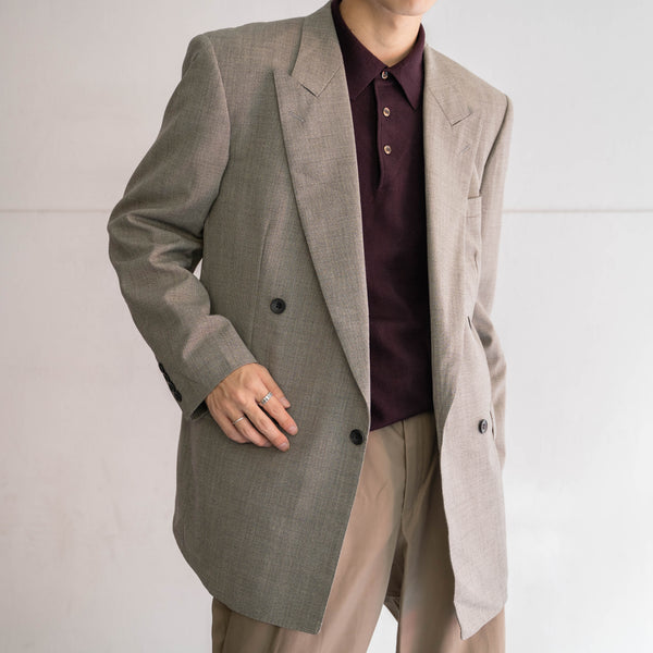 1990s Japan vintage gray melange double breasted tailored jacket