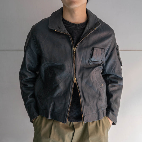 1970-90s French military pilot leather jacket -government supply- 96M