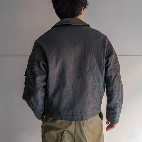 1970-90s French military pilot leather jacket -government supply- 96M