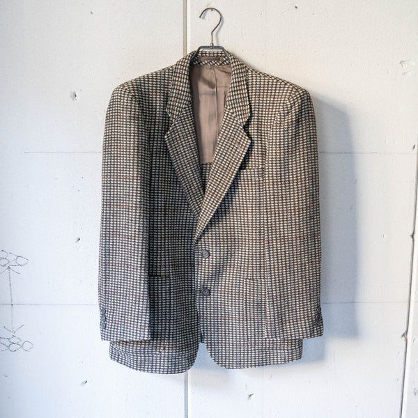 around1980s Japan vintage brown base waffle check tailored jacket