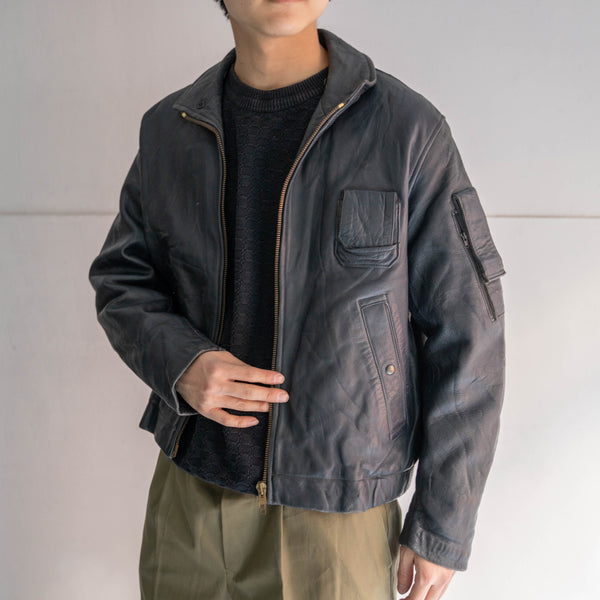 1970-90s French military pilot leather jacket -government supply- 96M