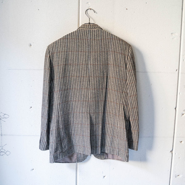 around1980s Japan vintage brown base waffle check tailored jacket