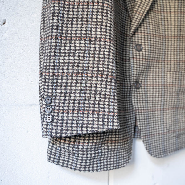 around1980s Japan vintage brown base waffle check tailored jacket