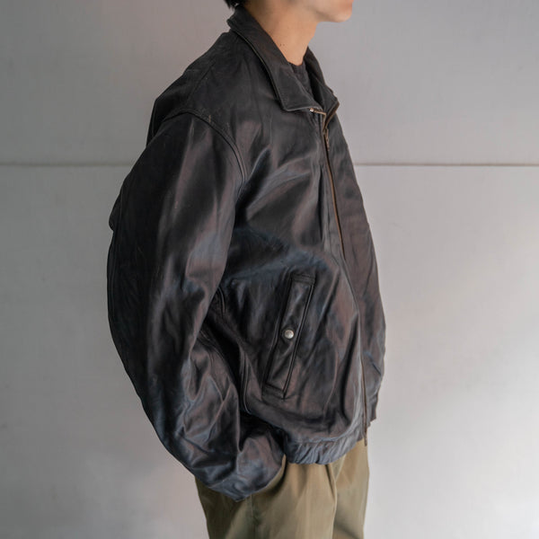 1970-90s French military pilot leather jacket -government supply- 104X