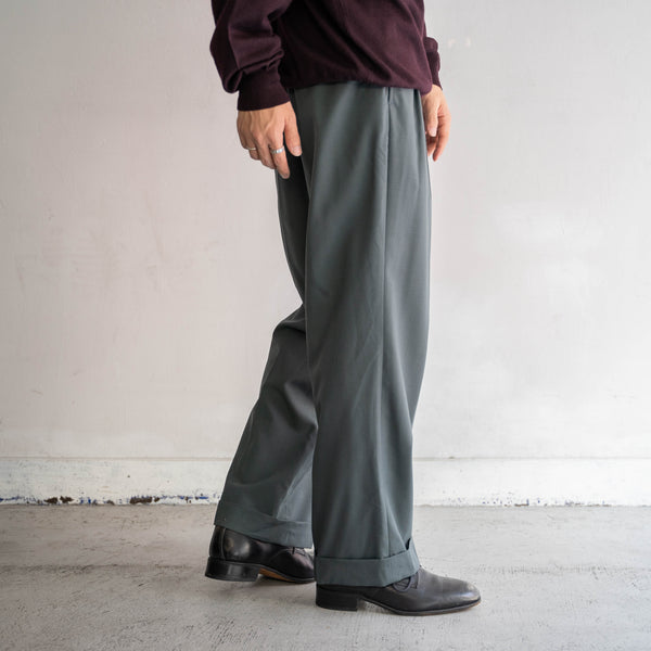 1990s Japan vintage dark green 2tuck slacks