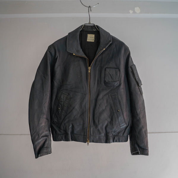1970-90s French military pilot leather jacket -government supply- 96M