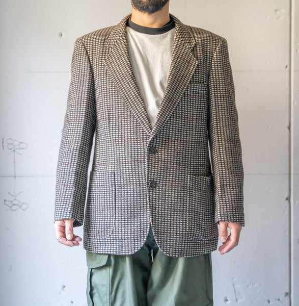 around1980s Japan vintage brown base waffle check tailored jacket