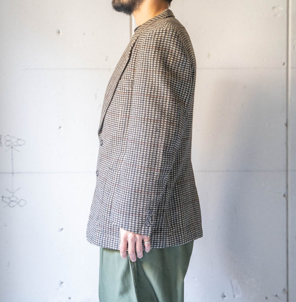 around1980s Japan vintage brown base waffle check tailored jacket