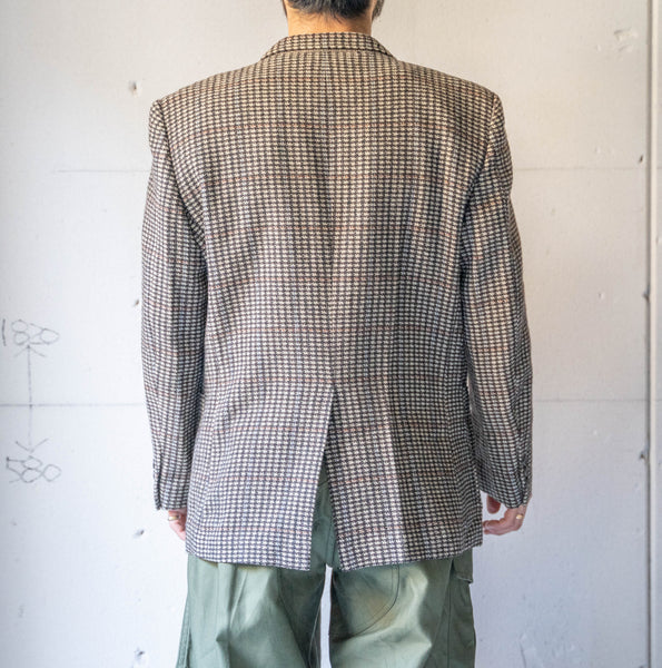 around1980s Japan vintage brown base waffle check tailored jacket