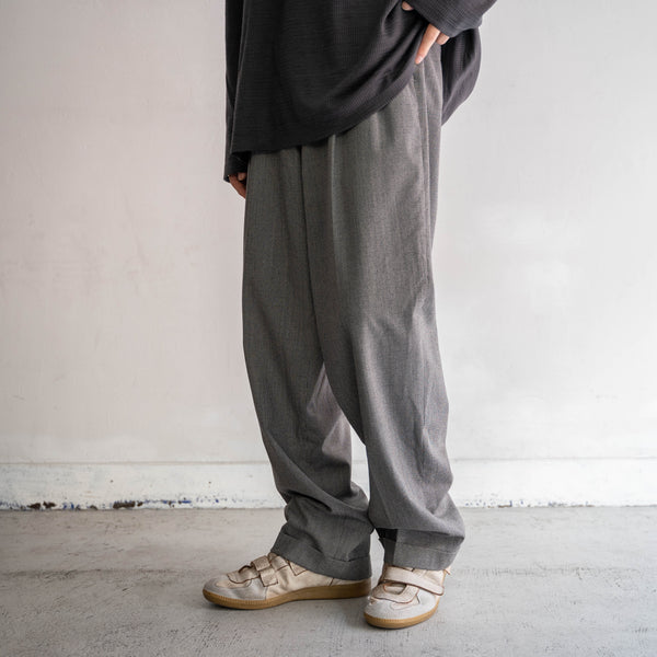 1990s Japan vintage gray × white melange 2tuck slacks