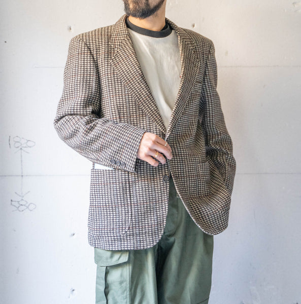 around1980s Japan vintage brown base waffle check tailored jacket