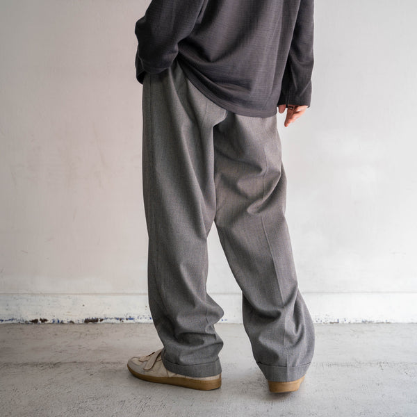 1990s Japan vintage gray × white melange 2tuck slacks