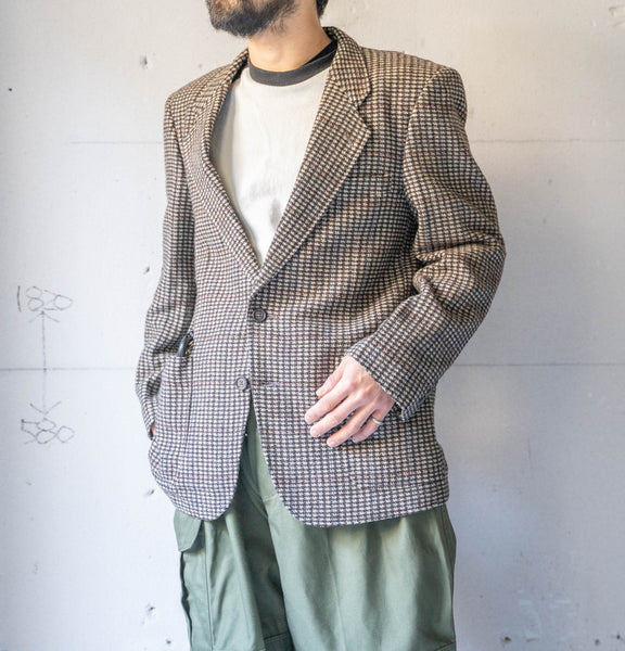 around1980s Japan vintage brown base waffle check tailored jacket