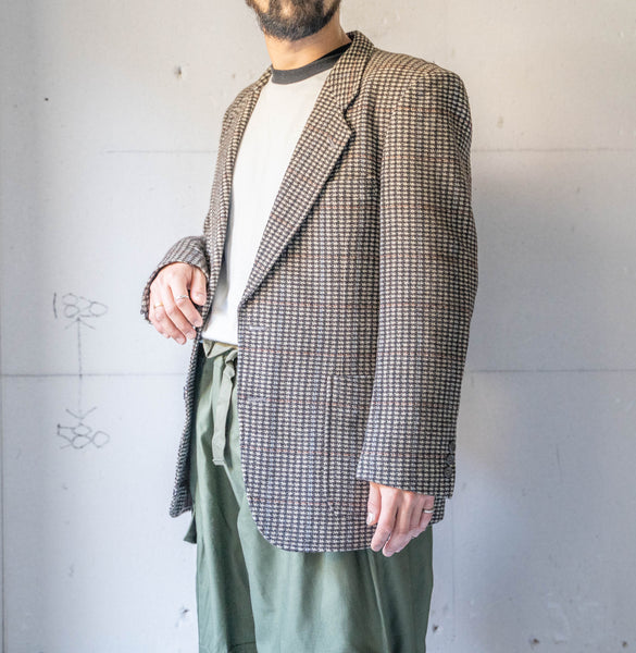 around1980s Japan vintage brown base waffle check tailored jacket