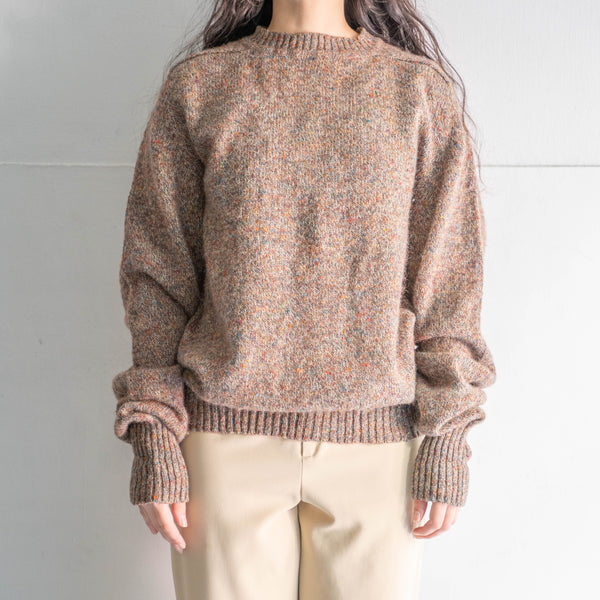 1990s brown based multi color circle neck wool knit