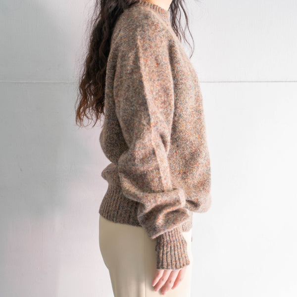 1990s brown based multi color circle neck wool knit