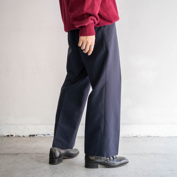 1970s Japan navy wool 1tuck slacks