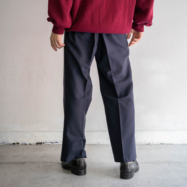 1970s Japan navy wool 1tuck slacks