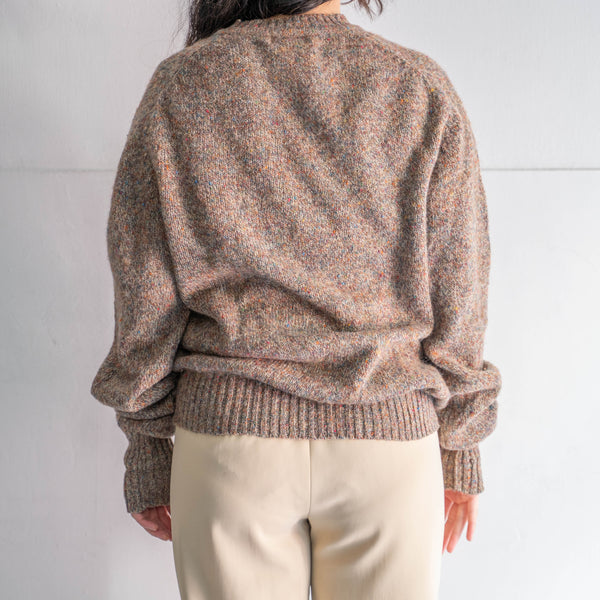 1990s brown based multi color circle neck wool knit