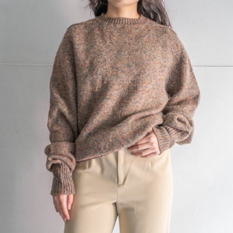 1990s brown based multi color circle neck wool knit