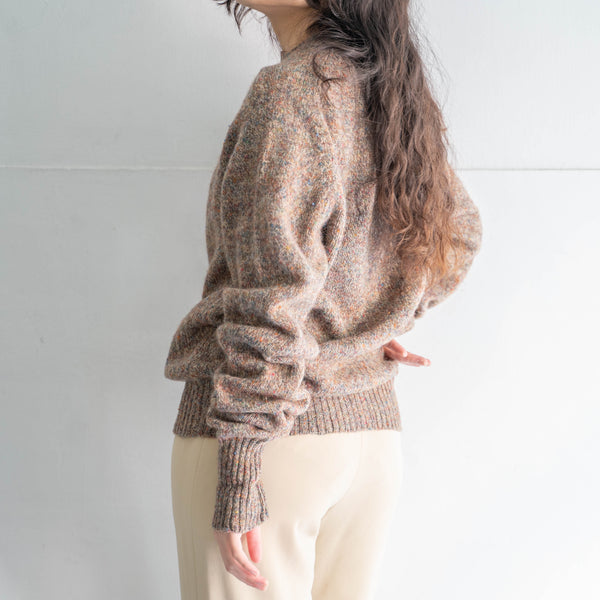 1990s brown based multi color circle neck wool knit