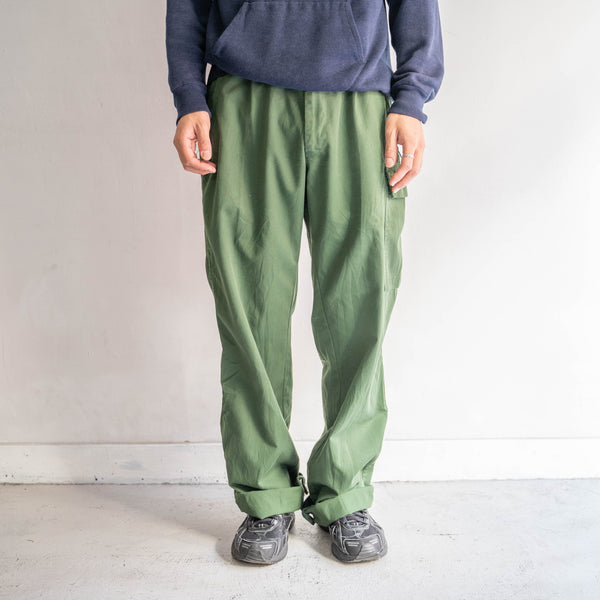 1990s German police green color cotton × poly cargo pants -with belt-