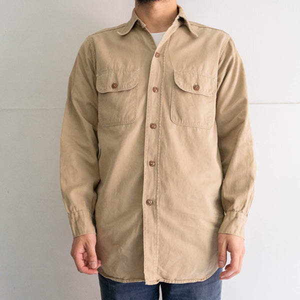 around 1960s USA chino work shirt 'with gusset'