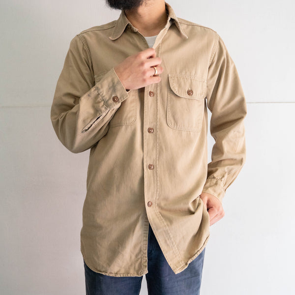 around 1960s USA chino work shirt 'with gusset'