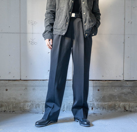 1980-90s Japan vintage black color two tuck wool slacks