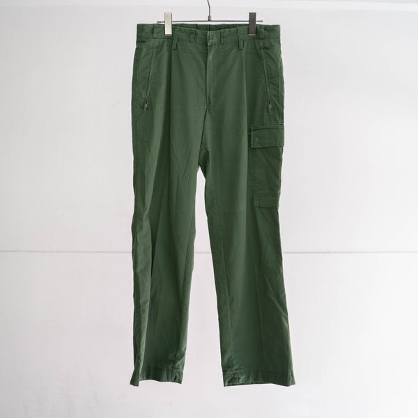 1990s German police green color cotton × poly cargo pants