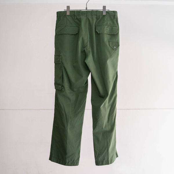 1990s German police green color cotton × poly cargo pants