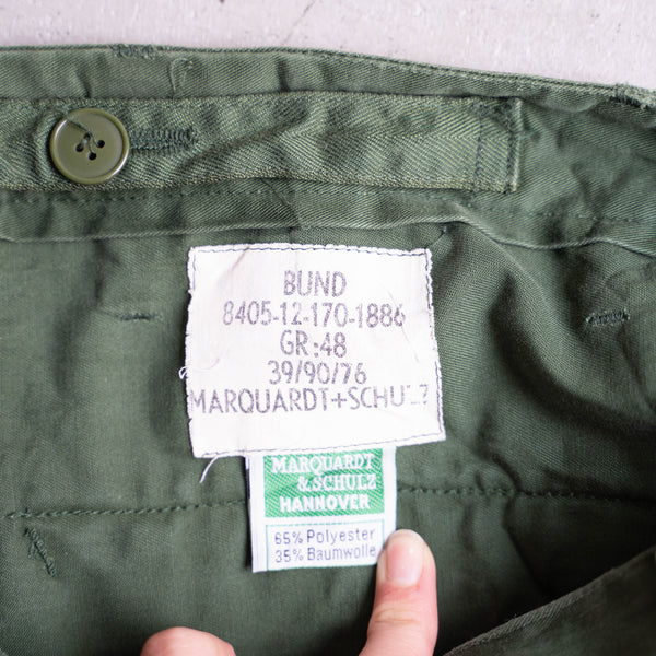 1990s German police green color cotton × poly cargo pants