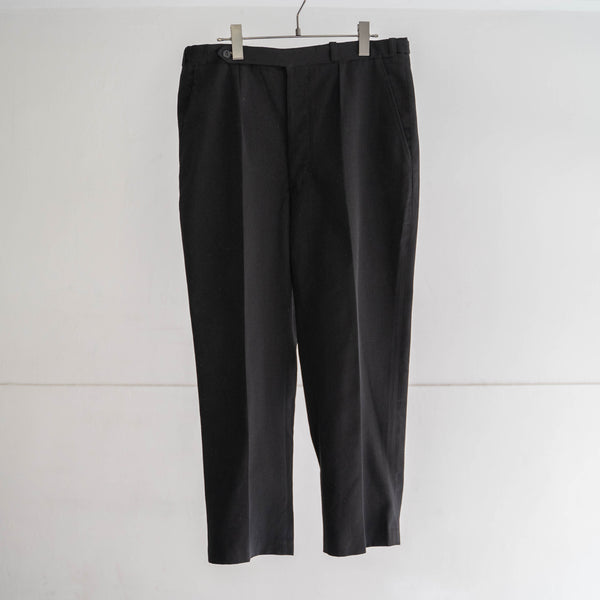 around 1980s Europe black color one tuck slacks -with side adjuster-